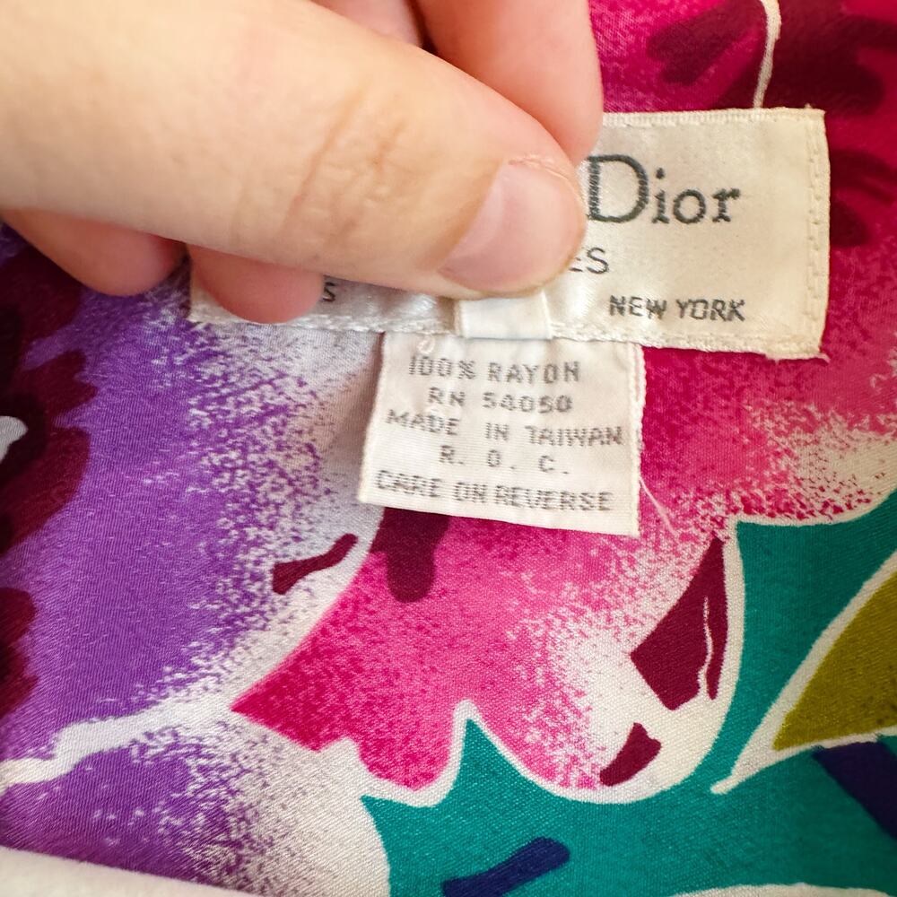 Vintage Christian Dior Floral Vacation Shirt & Pants Set 100% Cotton Size 12/14 - Picture 5 of 9